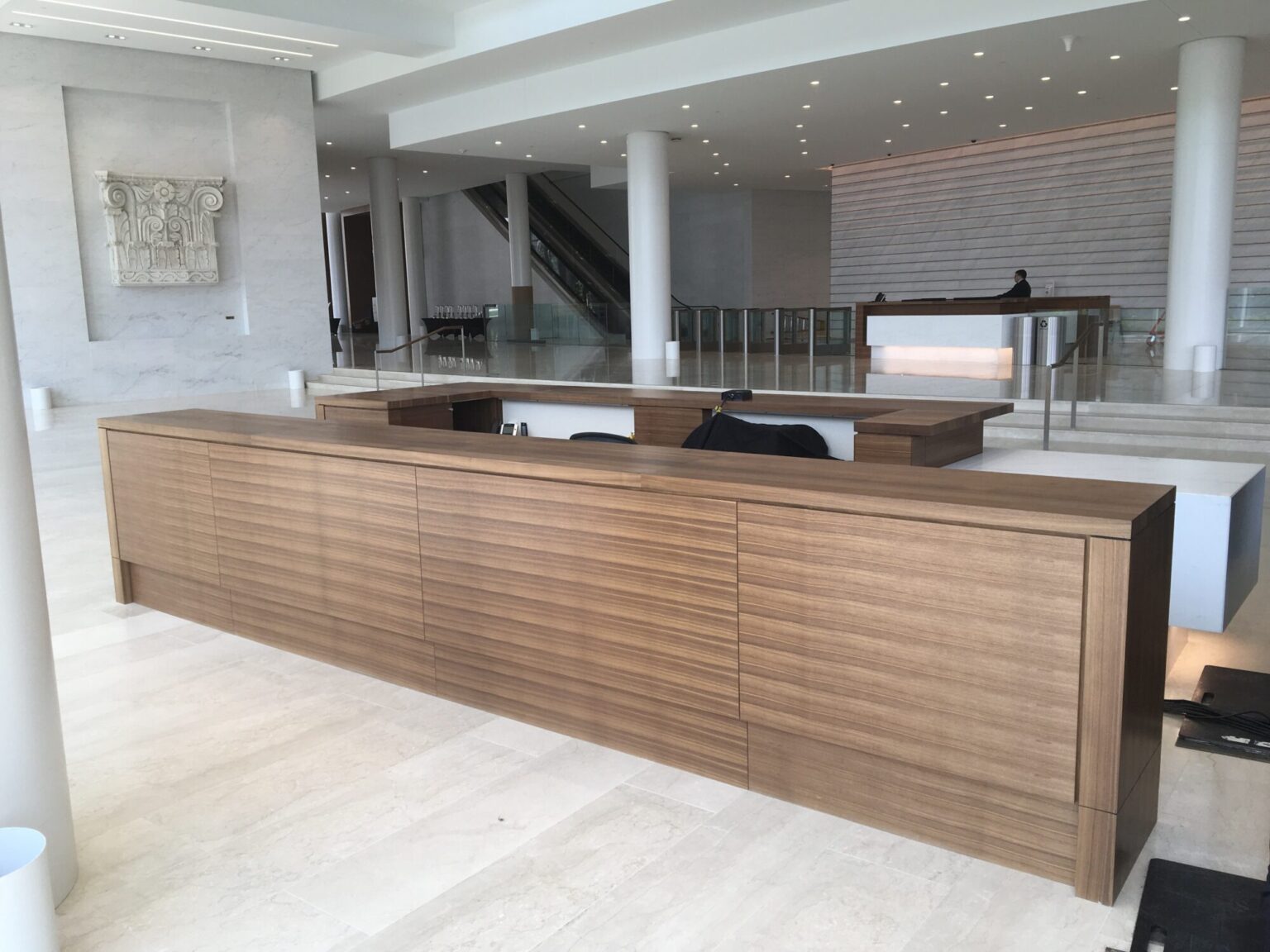 This custom high end interior with architecturally significant millwork and innovative craftsmanship was produced by Glenn Rieder for multiple facilities within the Northwestern Mutual Life Towers and Commons.